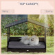 PawHut Wicker Dog Bed, Elevated Rattan Dog House with Removable Cushion and Canopy, for Small and Medium Dogs, 98 x 69 x 70cm - 