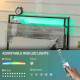 Single Steel Bed Frame, with LED Lights and Headboard Shelf - Grey
