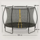 SPORTNOW 10ft Trampoline with Enclosure Net and Spring Cover, Outdoor Trampoline Garden Jumping Mat, Black