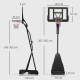 SPORTNOW Basketball Hoop Outdoor, Height Adjustable Basketball Hoop and Stand with Rebound System, Weighted Base, Portable on Wh