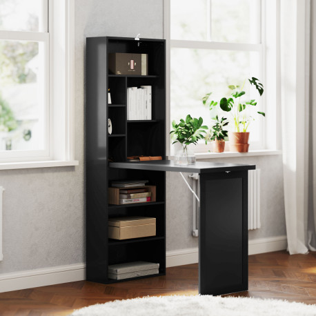 Three-Part Work Desk, with Storage and Chalkboard - Black