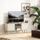 TV Cabinet Stand Unit for TVs up to 50&#039;&#039; with Foldable Drawers, Entertainment Centre for Living Room Natural