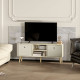 TV Cabinet Stand Unit for TVs up to 50&#039;&#039; with Foldable Drawers, Entertainment Centre for Living Room Natural