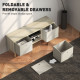 TV Cabinet Stand Unit for TVs up to 50&#039;&#039; with Foldable Drawers, Entertainment Centre for Living Room Natural