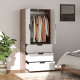 Two Door, Two Drawer Wardrobe - White/Brown