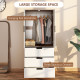 Two Door, Two Drawer Wardrobe - White/Brown
