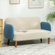 Two-Seater Velvet-Feel Mid Century Sofa - Cream/Blue