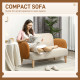 Two-Seater Velvet-Feel Mid Century Sofa - Cream/Orange