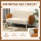Two-Seater Velvet-Feel Mid Century Sofa - Cream/Orange