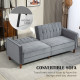 Velvet-Feel Three-Seater Sofa Bed - Dark Grey