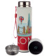 Reusable Stainless Steel Hot &amp; Cold Insulated Drinks Bottle Digital Thermometer - London Icons
