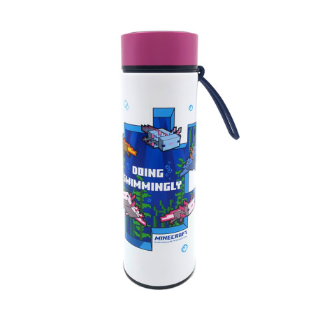 Reusable Stainless Steel Hot & Cold Insulated Drinks Bottle Digital Thermometer - Minecraft Axolotl