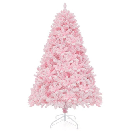 Flocked Artificial Xmas Tree with 808 PVC Branch Tips and 350 LED Lights