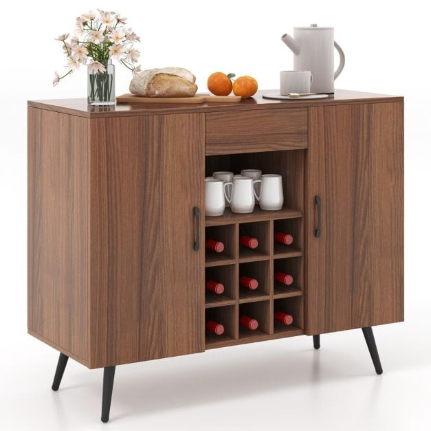 Mid-century Modern Buffet Server Cabinet with Adjustable Shelves