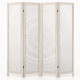 166cm 4-Panel Room Divider with Carved Pattern and Solid Wood Frame