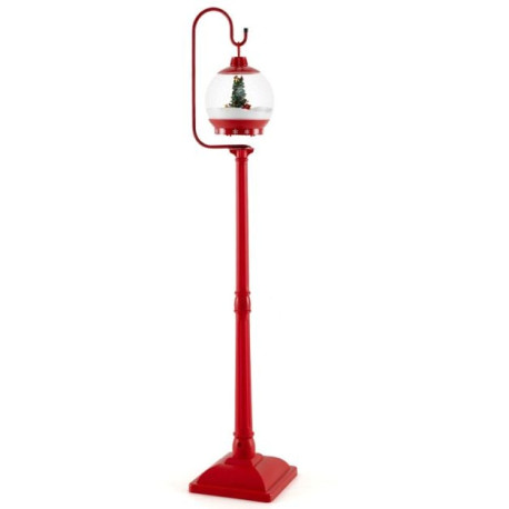 68 Inch Christmas Lamp Post with Sound-Activated Snow Globe Lantern