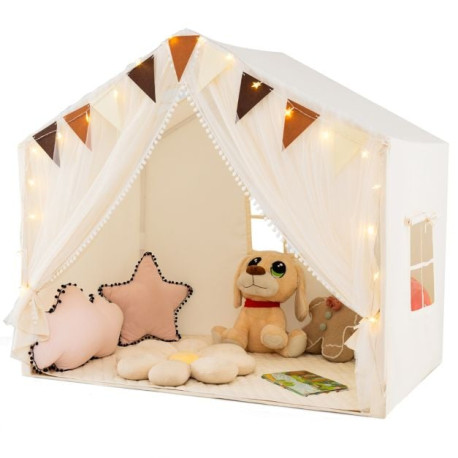 Kids Play Tent 3-4 Kids Large Play Tent House with Fabric and Screen Curtains