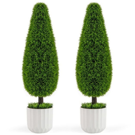 2 Pack 90cm Artificial Cedar Teardrop Shaped Bush