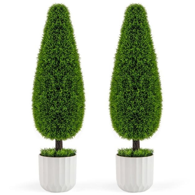 2 Pack 90cm Artificial Cedar Teardrop Shaped Bush