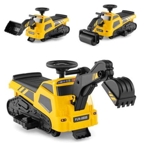3-in-1 Ride on Tractor Electric Excavator Bulldozer Roller with Adjustable Arms