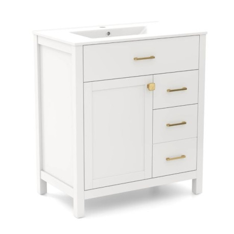 76CM 2-Tier Bathroom Vanity with Sink and Adjustable Shelve