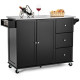 2-Doors Rolling Kitchen Island Cart with 3 Drawers