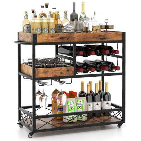 Tempered Glass Door Pantry Cabinet with 3-Position Adjustable Shelves