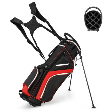 Golf Stand Bag wIth 14 Way Top Dividers 6 Pockets Cooler Bag Dual Strap and Rain Hood
