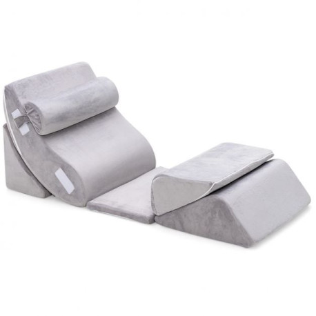 6 Pieces Folding Memory Foam Bed Wedge Pillows Set with Headrest