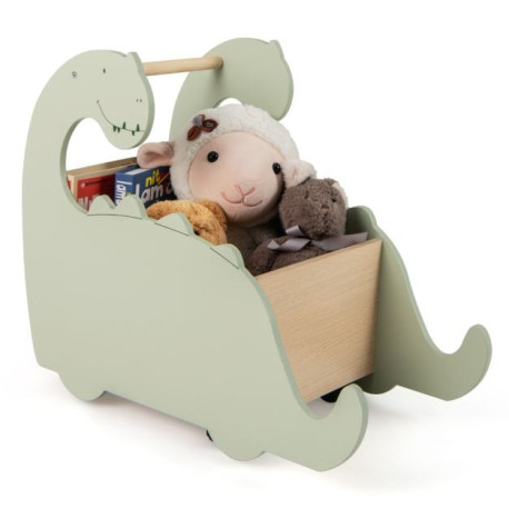 2 in 1 Wooden Baby Push Walker Toddler Shopping Cart with Pine Wood Handle