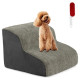 2-Tier Dog Ramp Pet Stairs with Washable Cover and High-Density Foam