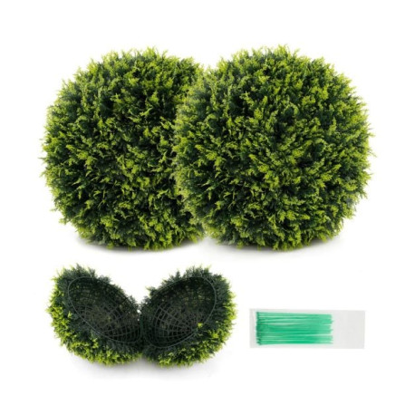 2 Pieces 55cm Artificial Plant Cedar Topiary Ball for Indoor and Outdoor