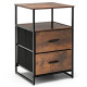 Metal Frame Storage Cabinet with 2 Drawers and Wooden Top