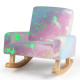 Upholstered Flannel Kids Rocking Chair with Solid Poplar Wood Rocking Feet