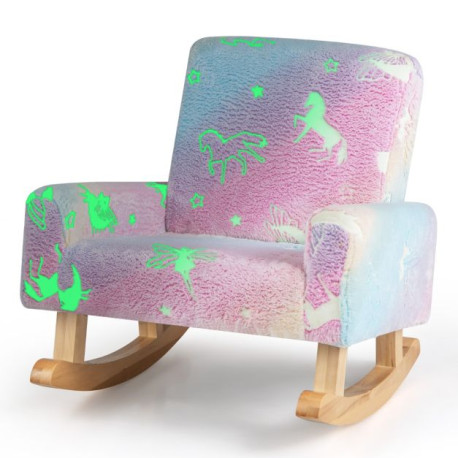 Upholstered Flannel Kids Rocking Chair with Solid Poplar Wood Rocking Feet