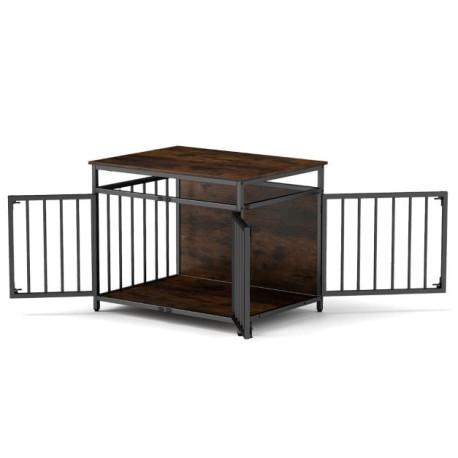 Dog Crate with Three Doors with Hollow Top for Small and Medium Dogs