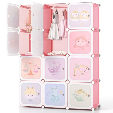 Children 12-Cube Wardrobe Baby Dresser Kids Bedroom Armoire