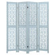 165cm 4-Panel Wooden Room Divider with Carved Cutout Pattern and Solid Wood Frame