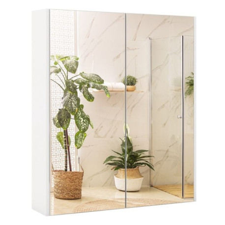 Medicine Cabinet with Mirror and Double Mirrored Doors