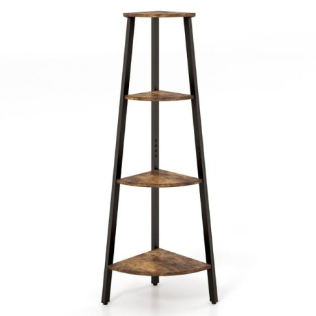 4-Tier Corner Ladder Shelf with Heavy-duty Metal Frame and Anti-toppling Device