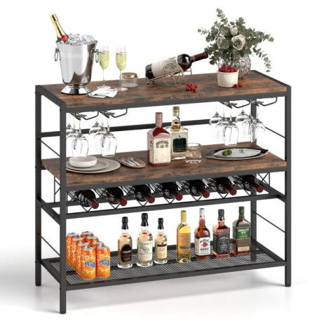 104 CM Wine Rack with 4 Glass Holders