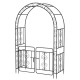 Garden Arbor with Gate and Multiple Side Crossbars for Decoration