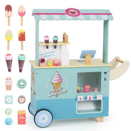 Kids Ice Cream Cart Truck Pretend Play Set for Toddlers