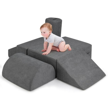 6-Piece Baby Climbing Blocks with Skin-Friendly Chenille Fabric