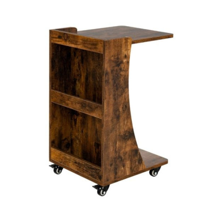 C-Shaped Side Table with Storage Shelf for Bedroom and Living Room