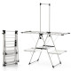 2-Tier Foldable Laundry Drying Rack with Tall Hanging Bar