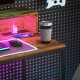 100cm Computer Desk with LED Lights and Power Outlets, Gaming Desk with Monitor Stand, Computer Table with Remote for Home Offic