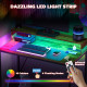 100cm Computer Desk with LED Lights and Power Outlets, Gaming Desk with Monitor Stand, Computer Table with Remote for Home Offic