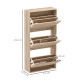 12-Shoe Flip Drawer Storage Cabinet - Brown Wood-Effect