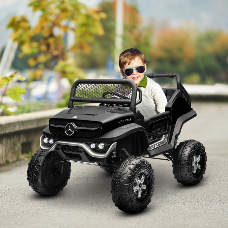 12V Licensed Mercedes-Benz Unimog, Kids Electric Ride on Car, with Remote Control, Horn, Light, MP3 - Black